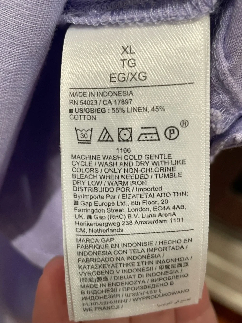 GAP Lilac Linen Blend Puff Sleeve Belted Dress Sz XL - Picture 6 of 7